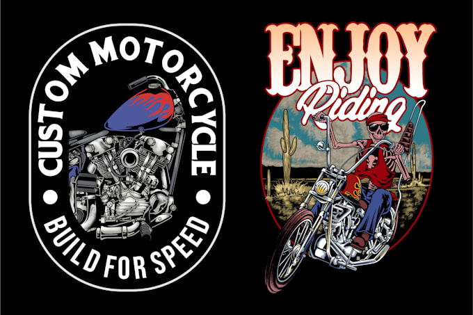 create motorcycle design illustration logo and tshirt