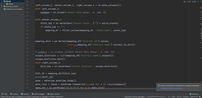 write python programs and front end development