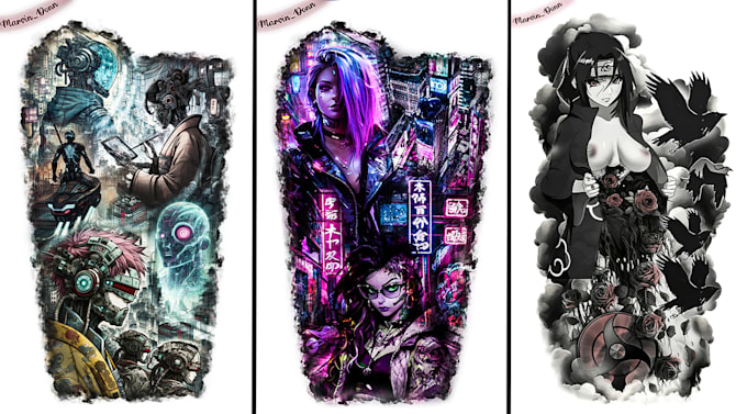 create unique custom tattoo design, tattoo sleeve