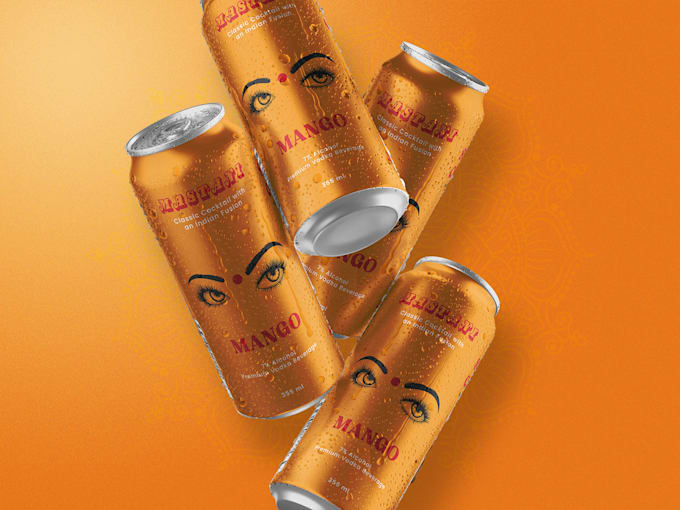 design custom beverage can label with realistic 3d mockup