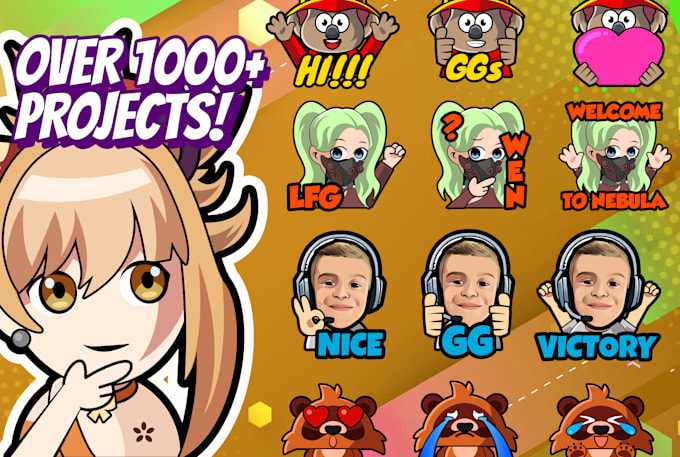 custom emotes, emoji, and sticker for twitch, discord, vtuber, etc