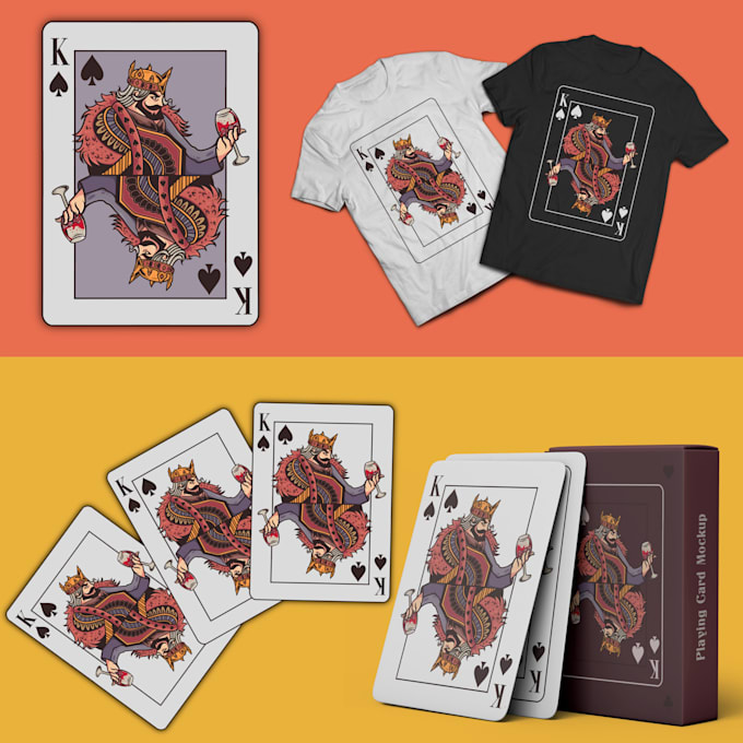 unique cartoon illustrations for tshirt and playing card