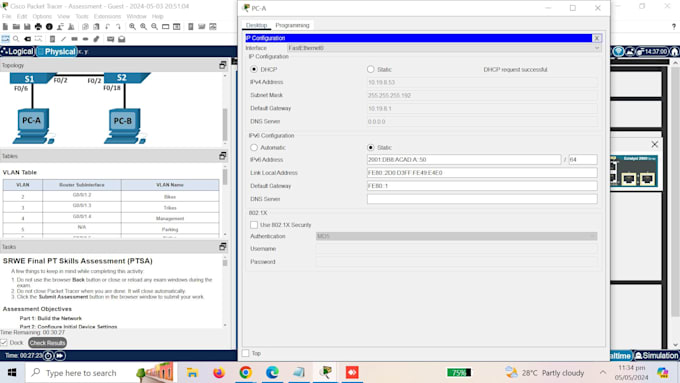 do network projects on packet tracer, netlab and capstone