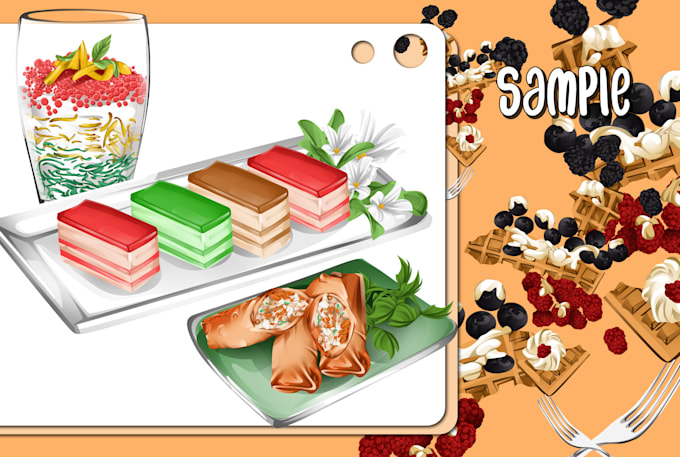 draw food or any object in a realistic, vector cartoon
