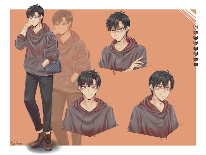 draw your character reference sheet with anime style