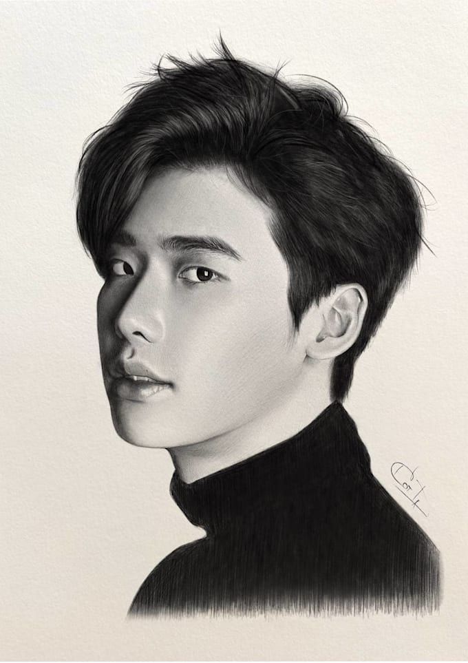 draw custom realistic digital pencil portrait from photo