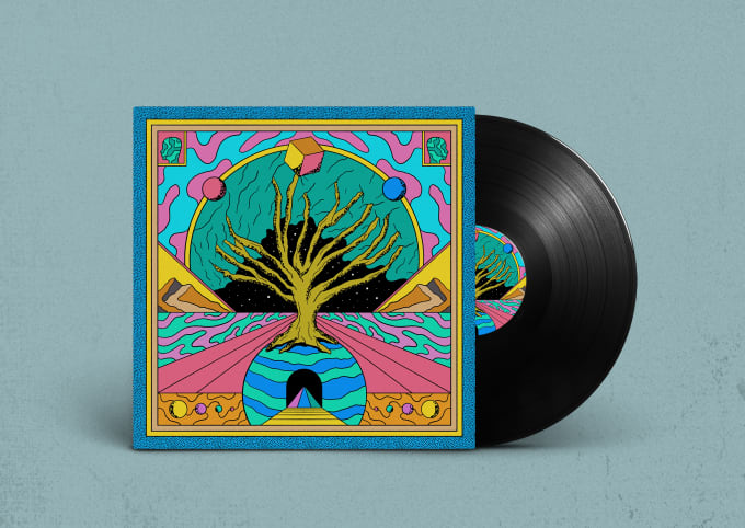 create psychedelic style album cover artwork