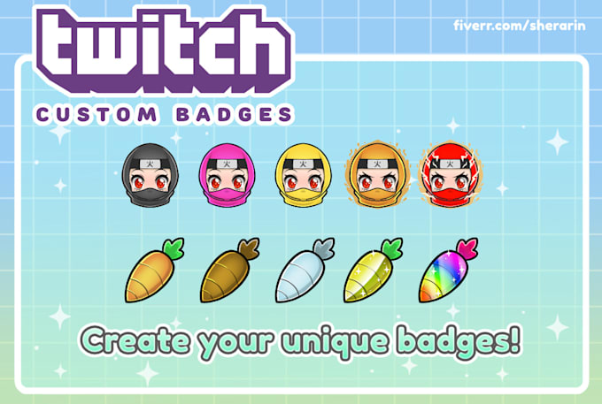 chibi anime sub badges and emotes for twitch and discord