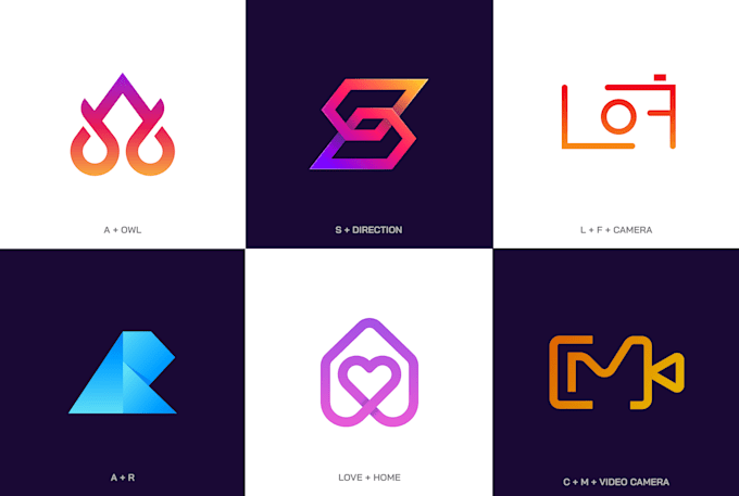 create an unique minimal colorful gradient logo