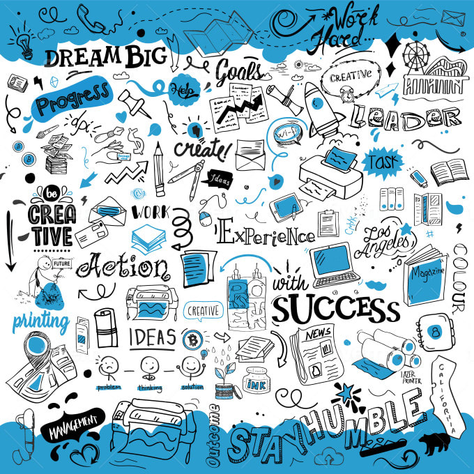 design home, office wall art, doodles, and decals
