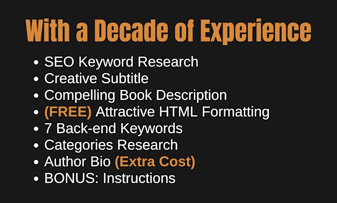 write amazon KDP book description with SEO
