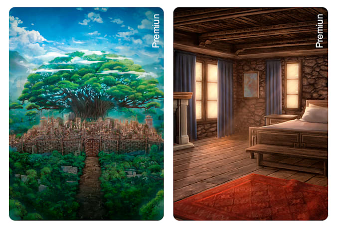 draw fantasy background and landscape