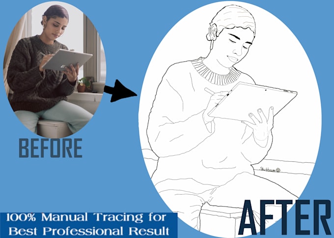 trace your photo into a coloring book page