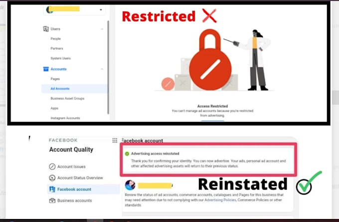 fix your facebook business manager restriction and ad accounts