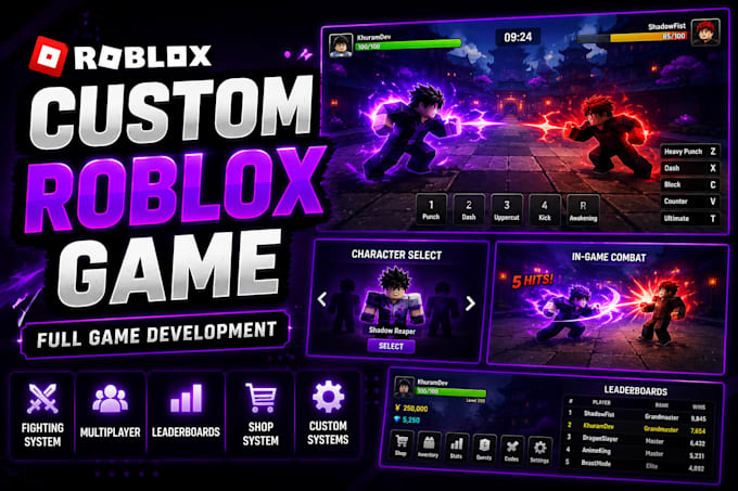 develop a custom roblox game in roblox studio