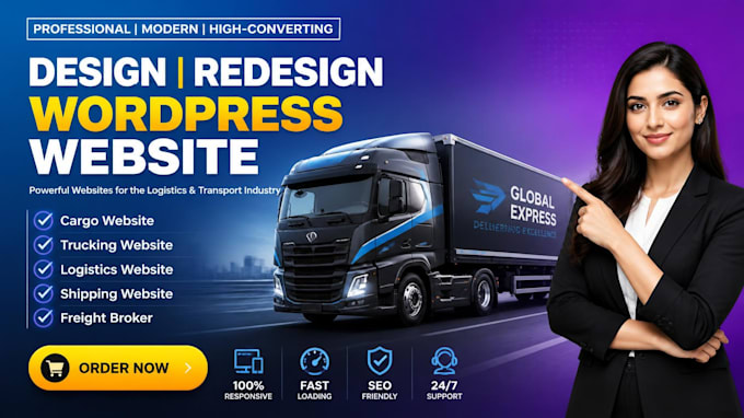 design logistics website, freight, courier, trucking, shipping, cargo website