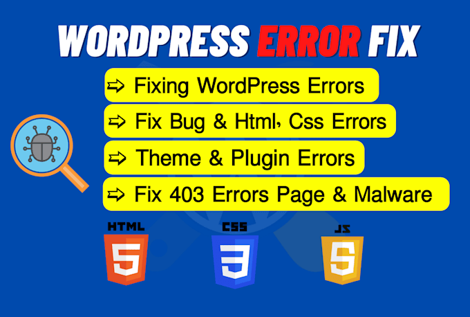fix wordpress issues, critical errors, and any bugs
