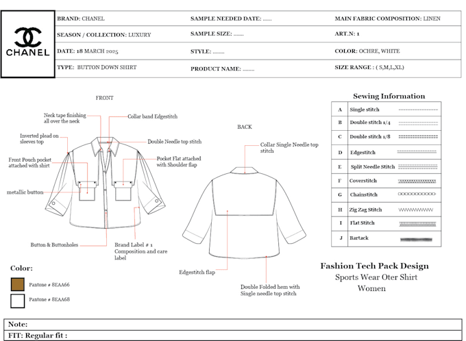 design professional fashion technical tech pack for you