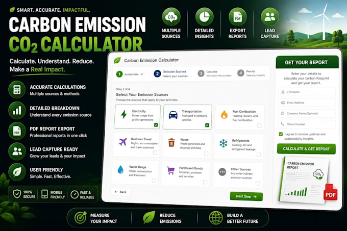 create a co2 carbon emission calculator with lead capture
