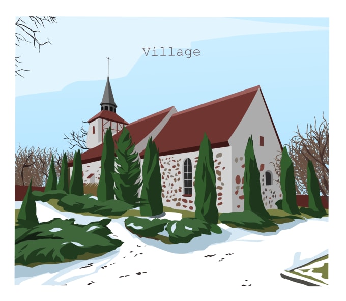 draw house portrait and building illustration into vector art