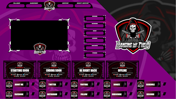 design awesome twitch logo, screens, overlays and panels