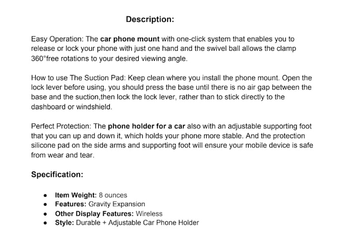write shopify product description with SEO
