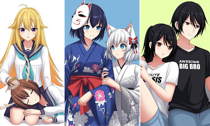 draw digital art commission in simple anime style