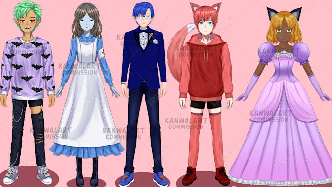 design an anime style live2d model, no rigging