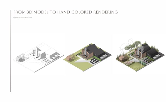 create a hand drawn  landscape architectural sketch illustration