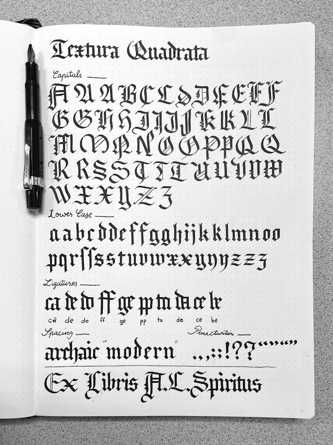 write medieval blackletter, gothic calligraphy