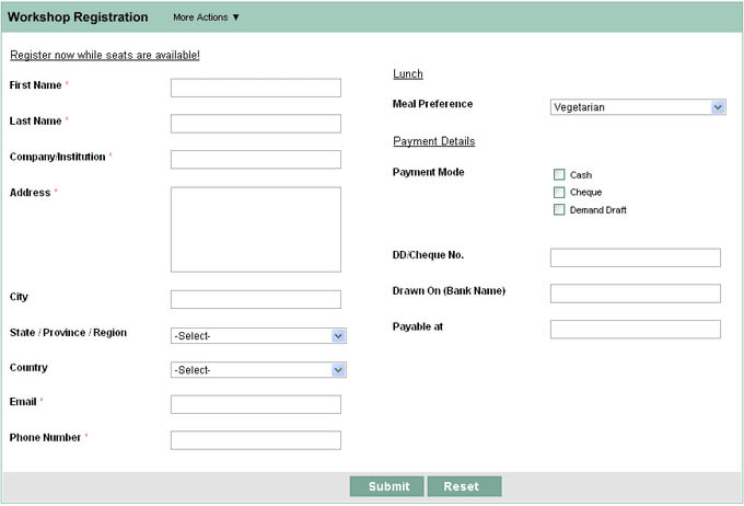 design registration form for your website