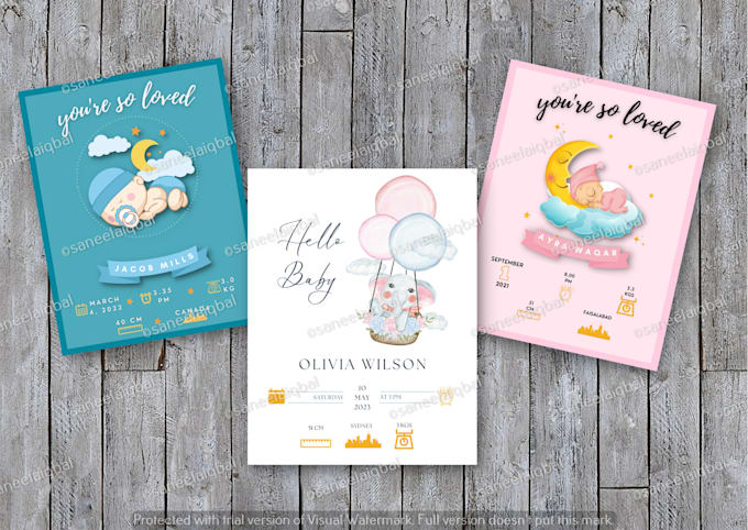 design baby birth poster, announcement or invitation cards