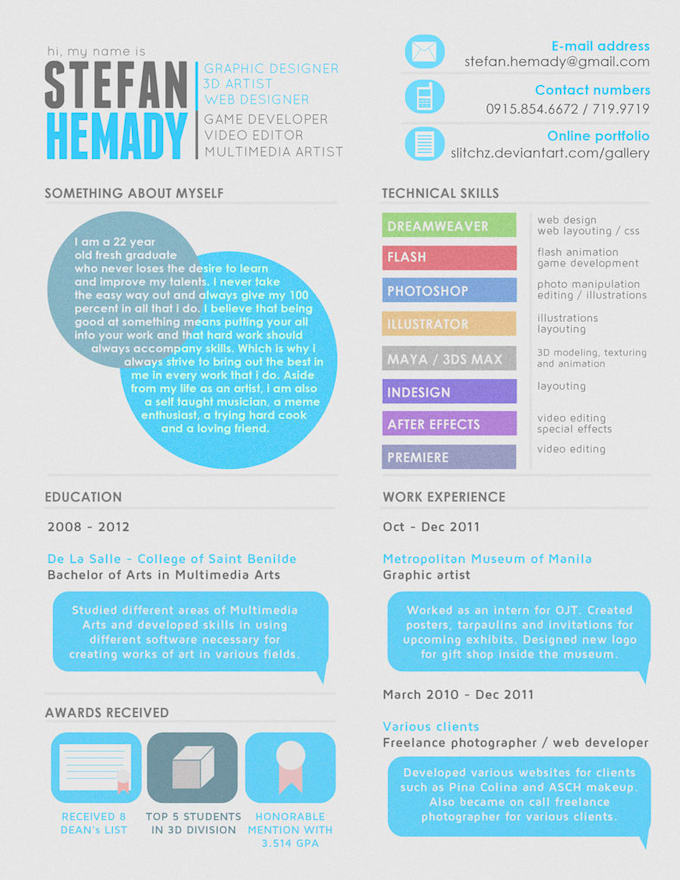 design creative curriculum vitae and CV
