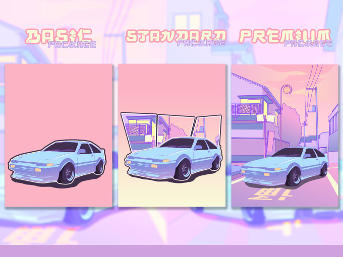 Draw your car into aesthetic anime style by Friantdwi | Fiverr