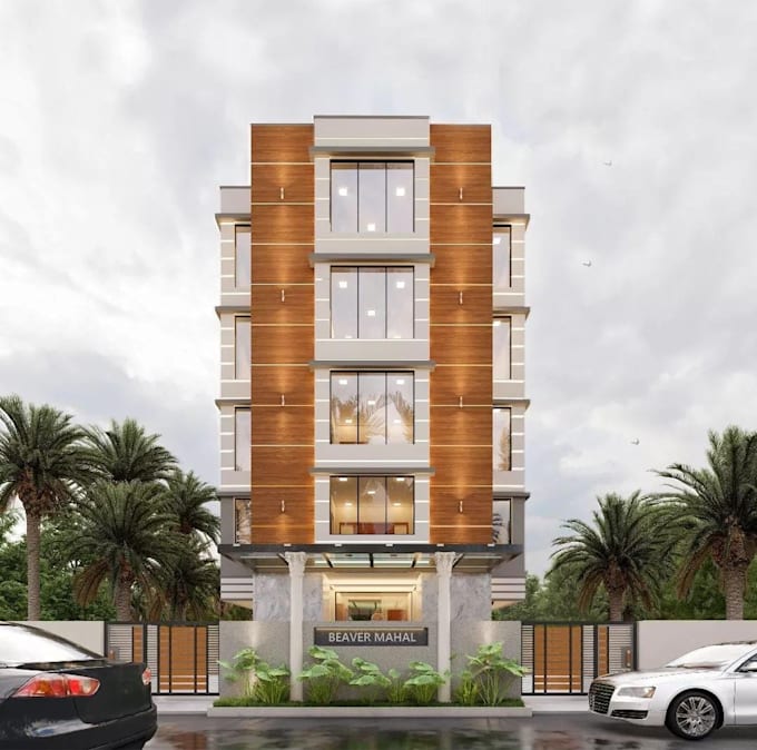 design and render exterior for commercial building