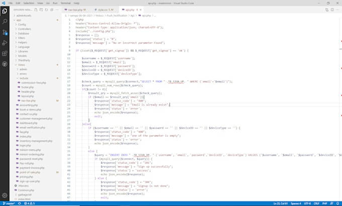 develop backend panel and web application in PHP, codeigniter, larvel