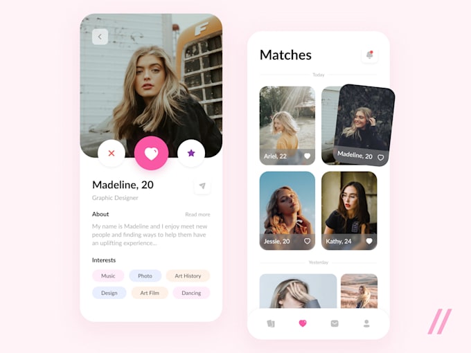 develop an online dating app like tinder, bumble