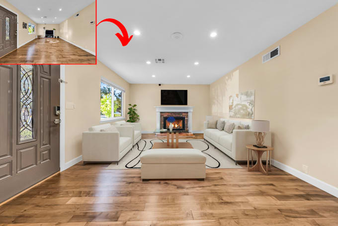 remove old furniture and stage image with new furniture