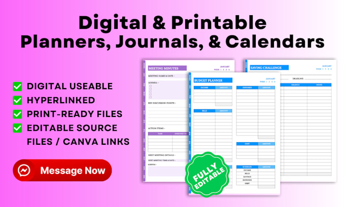 design customize calendar, planners, journals, ebooks, and stationery