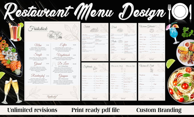 design beautiful and elegant restaurant menu design, food menu card design