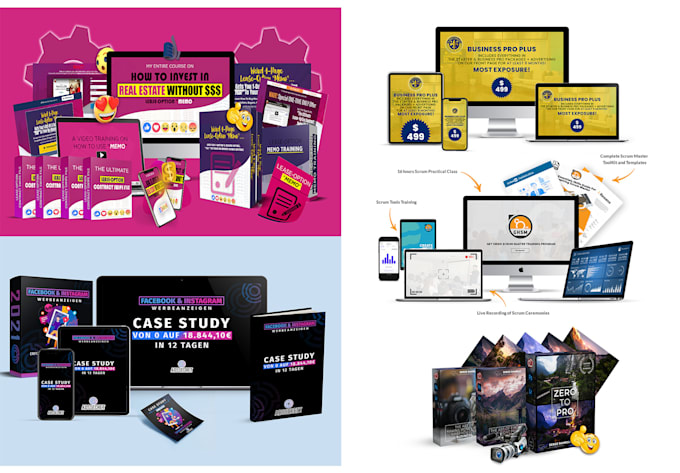 design digital product mockup online course cover