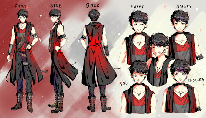illustrate anime character sheet in best detail