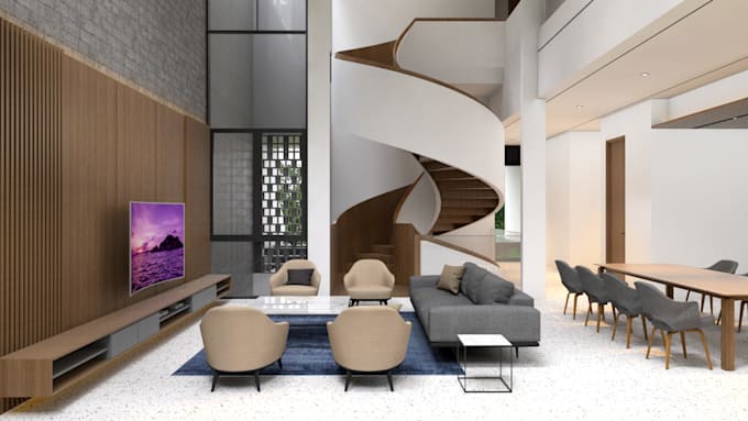 create 3d model of room, house, apartment with materials