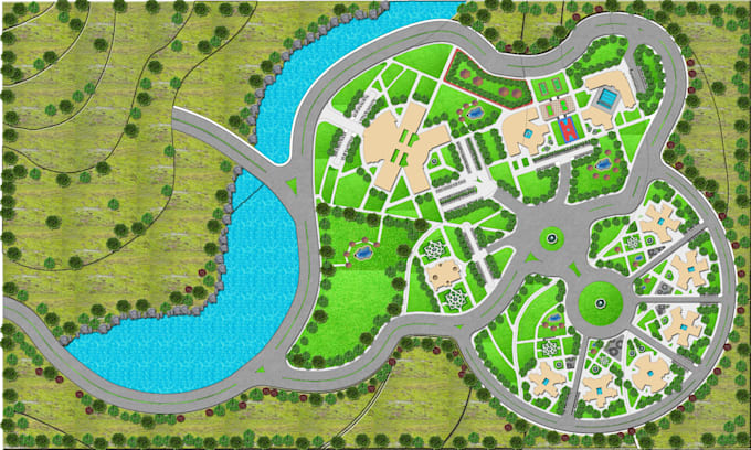 do architectural site plan rendering and layout drawings