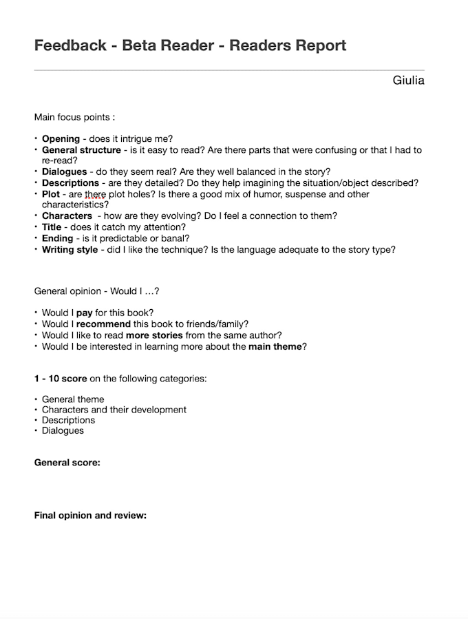 beta read and honestly review your italian or english text