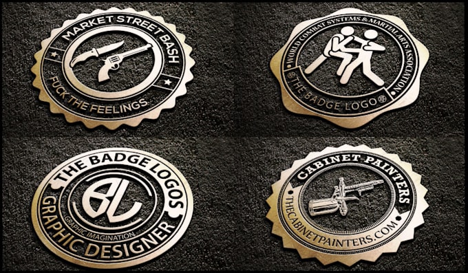 design professional 3d badge gold metallic logo