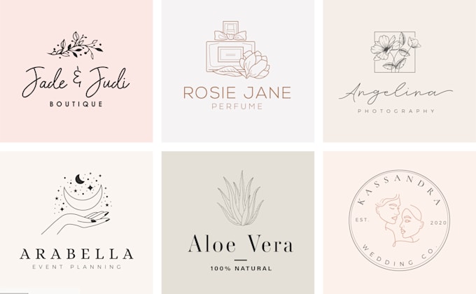 design elegant feminine botanical boho hand drawn logo