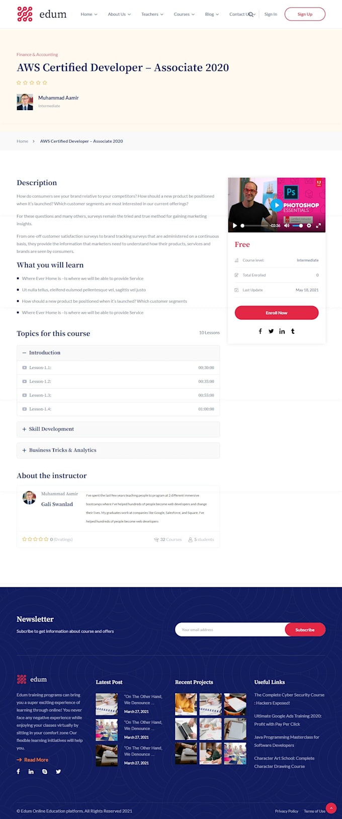 design learndash lms, online course website on wordpress
