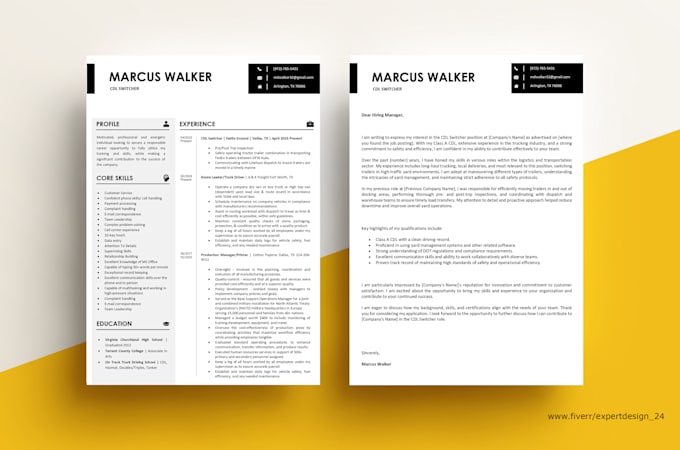 create professional resume design and CV design in 24 hours