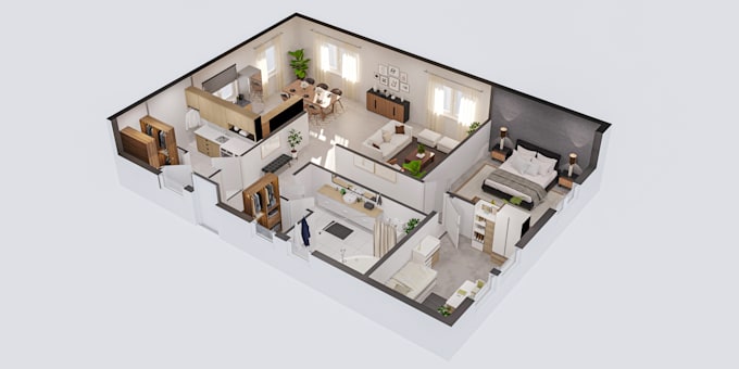 create 3d floor plan and interior render for your property